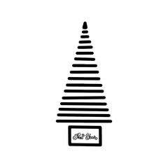 Fototapeta premium Linear Triangle Christmas tree pattern modern flat design. Minimal outline fir pine graphic design element sweet illustration. New Year text to printed materials leaflets posters, business cards web