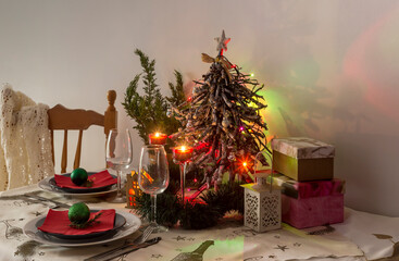 Table setting for New Year and Christmas
