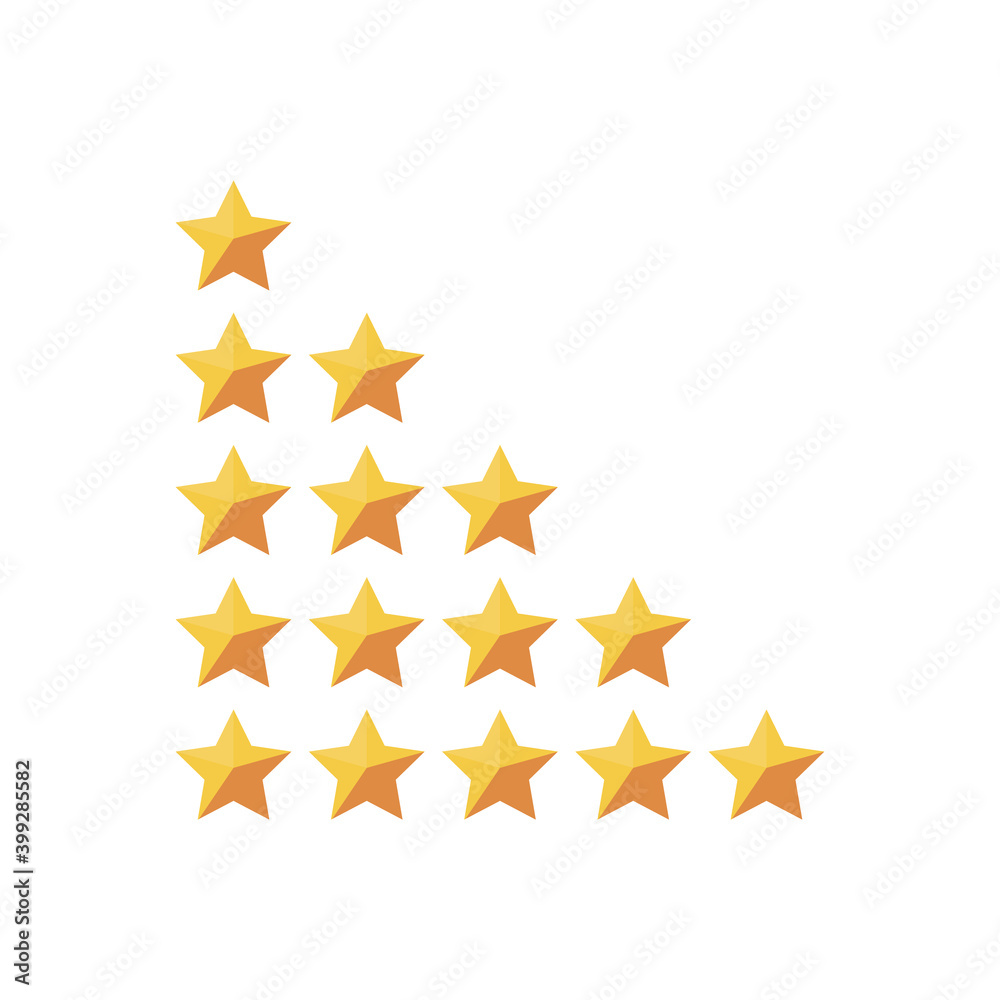 Wall mural star rating system. vector illustration of a rating system based on stars one through five on white 