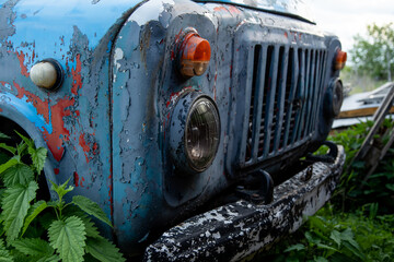 peeling body of an old car