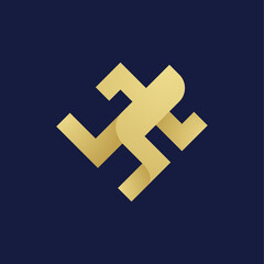Fototapeta premium Luxury Running People Logo Design Template