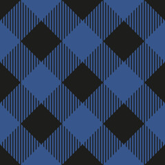 Lumberjack plaid seamless pattern. Vector illustration. Blue color. Textile template.