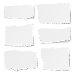 Set of paper different shapes tears isolated