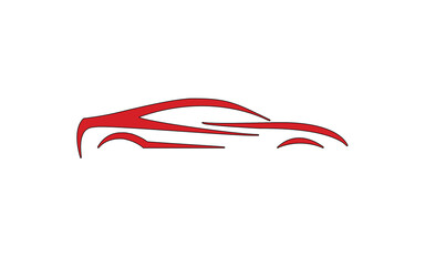 Red flat sports car icon on white background