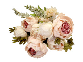 Beautiful bouquet of peonies isolated on white background
