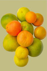 Natural fresh whole citrus. Isolated on solid background.