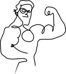 Arnold caricature, one line art, vector illustration