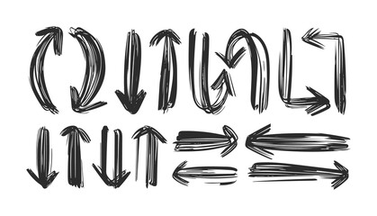 Hand drawn black arrows on white background.