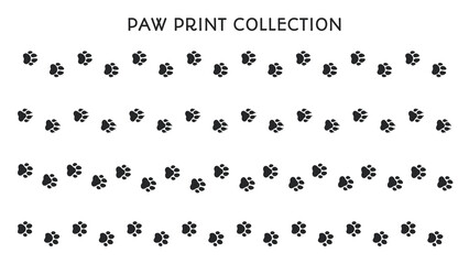 Dog and cat paw prints. A collection of dog footprints with claws. vector illustration.