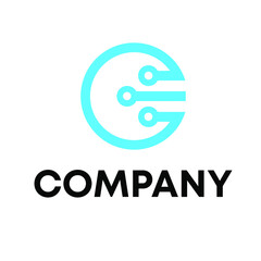 E with circuit board logo