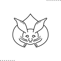 Japanese traditional pattern, pine rabbit vector icon in outlines