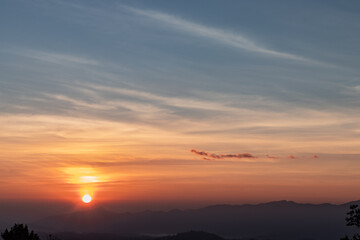 Fototapeta na wymiar colorful of sky and beautiful mountain landscape.Morning sunrise time mountain scenery 