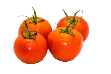 Ripe red tomato on white background