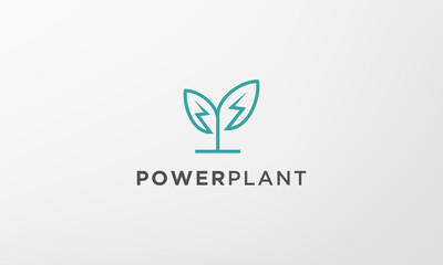 green lightning leaf plant logo in a modern and minimal shape