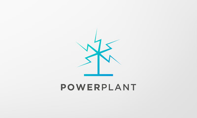 lightning leaf plant logo in a modern and minimal shape