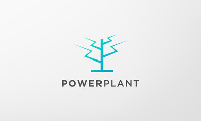 Fototapeta premium lightning leaf plant logo in a modern and minimal shape