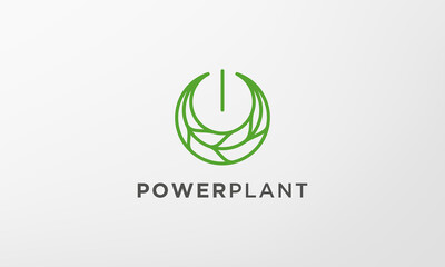 green power leaf plant logo in a modern and minimalist shape