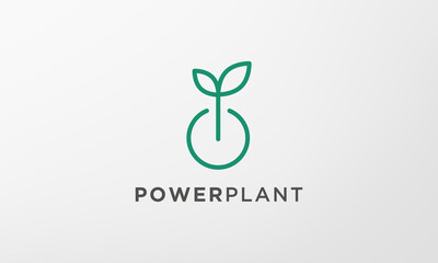 Fototapeta premium simple power lightning leaf plant logo in modern style
