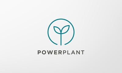 power leaf plant logo in a modern and minimalist shape