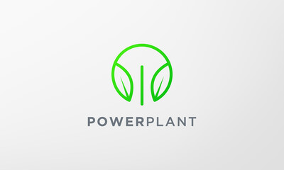 green power leaf plant logo in a modern and minimalist shape