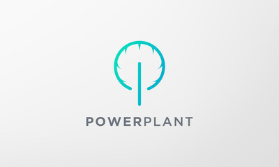 power leaf plant logo in a modern and minimalist shape