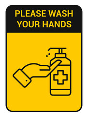 Wash your hands icon. Social banner with a recommendation to wash your hands. Preventive measures against coronavirus. Vector
