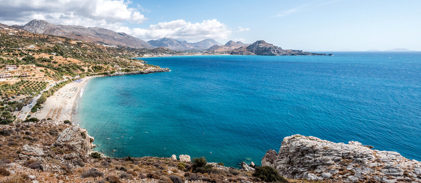Souda beach nahe Plakias, Panorama, Sandstrand im S&uuml;den von Kreta, Griechenland