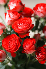 Flowers. Red roses. Beautiful bouquet. Happy birthday. Greating cards. Love. Luxury
