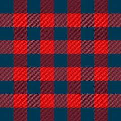 Christmas and new year tartan plaid. Scottish pattern in red and blue cage. Scottish cage. Traditional Scottish checkered background. Seamless fabric texture. Vector illustration