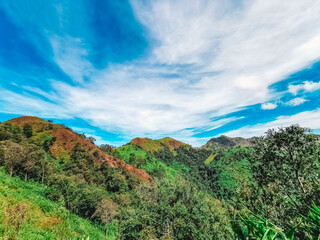 Khao Chang Phuak Mountain view with blue sky on high seasons at Thong Pha Phum National Park, Kanchanaburi province, Thailand	