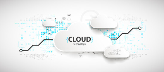 Cloud storage technology. Integrated digital web concept background.