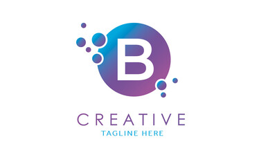 Dots B Letter Logo in Beautiful Gradient Color. B Letter bubble Vector.