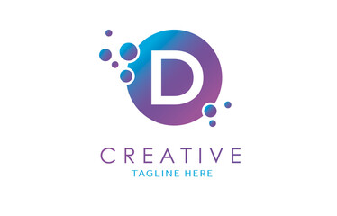 Dots D Letter Logo in Beautiful Gradient Color. D Letter bubble Vector.