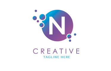 Dots N Letter Logo in Beautiful Gradient Color. N Letter bubble Vector.