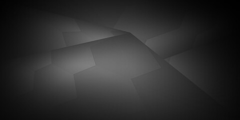 Dark abstract background - wide banner, hexagonal elements, digital illustration
