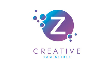 Dots Z Letter Logo in Beautiful Gradient Color. Z Letter bubble Vector.