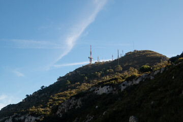 Sunset over the river with palms in the background