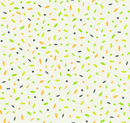 Cute Seamless Patterns with yellow and green Abstract Dots on vanilla background. Childish Dotted Print for Design, Fabric, Textile, Card, Layout, Wrapping paper. Vector