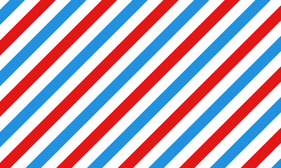 Barber shop concept pattern. Barbershop background. Vector red, white and blue diagonal lines seamless texture.