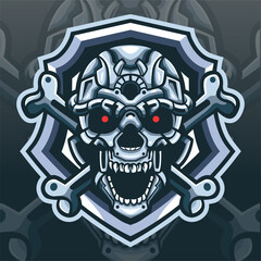 Skull robot mascot. esport logo design