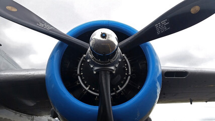 Fototapeta na wymiar Close up of the propeller for a B-29 Bomber.