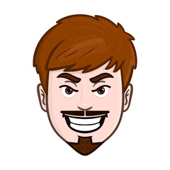 evil laughing avatar. villain, comic, isolated.
