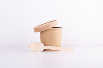 Dishes made of eco-friendly material, on a white isolated background. zero waste, recycling