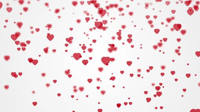 red heart shape falling background animation