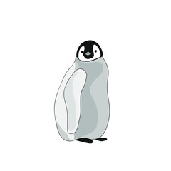 Young fledgling Emperor penguin in flat style. Vector illustration.