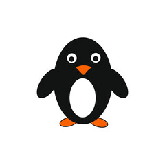 Small cartoon penguin in flat style. 
Vector illustration.