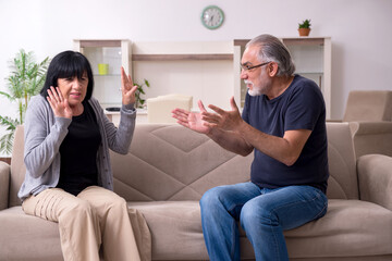 Old couple having argument at home