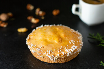 sweet pastries treat bun dessert ready to eat on the table healthy meal snack ingredient top view copy space for text food background rustic