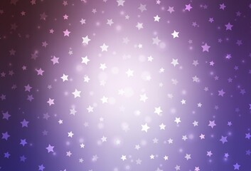 Light Purple vector pattern with christmas snowflakes, stars.