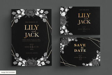 black floral wedding card set